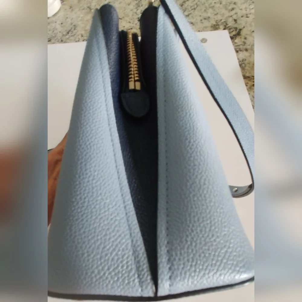 Kate Spade Light Blue Leather Satchel with Heart Tag